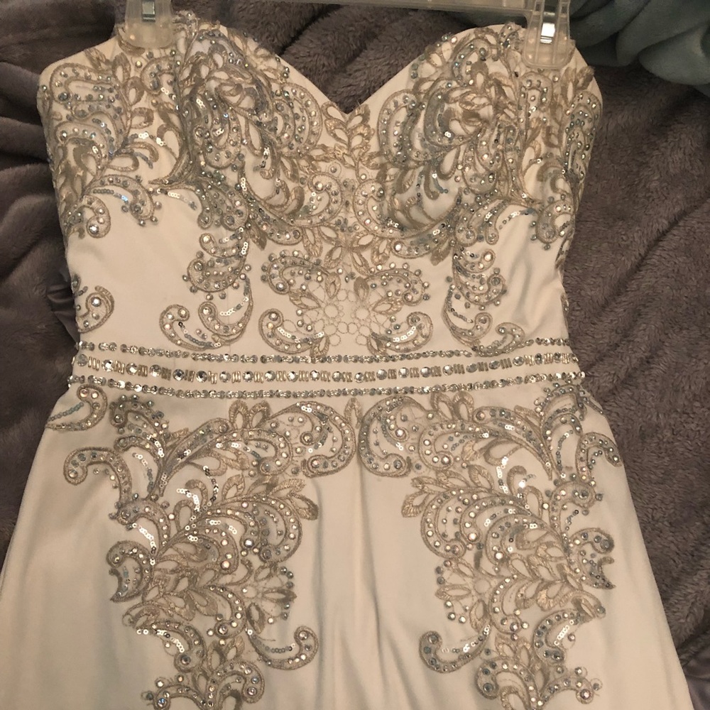 White Beaded Prom dress